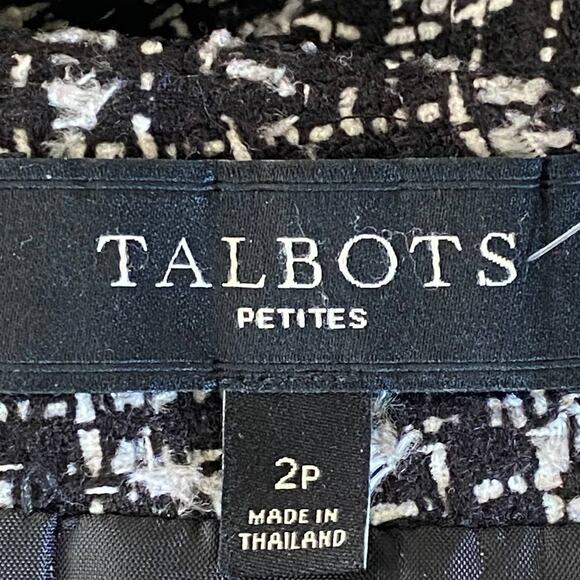 Talbots Womens Back Slit Zip Tweed Midi Pencil Skirt Black White Size 2P Career - Picture 4 of 9